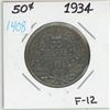 Image 1 : 1934 Canadian silver 50 cent coin