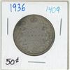 Image 1 : 1936 Canadian silver 50 cent coin
