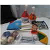 Image 1 : Misc items- bottles, money bank -bottle shape, 3 emergency personal alarms and lots of empty pill bo