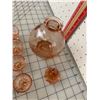 Image 4 : ANTIQUE PINK DEPRESSION GLASS DECANTER AND SHOT GLASSES