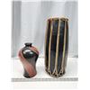 Image 1 : Decorative Drum & Clay Vase - signed