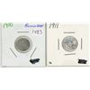 Image 1 : 2 Canadian silver 5 cent coins - 1910 & 1911