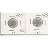 Image 1 : 2 Canadian silver 5 cent coins - 1917 & 1918