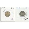 Image 1 : 2 Canadian silver 10 cent coins - 1917-18