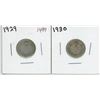 Image 1 : 2 Canadian silver 10 cent coins - 1929-30