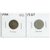 Image 1 : 2 Canadian silver 10 cent coins - 1936-37