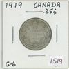Image 1 : 1919 Canadian silver 25 cent coin