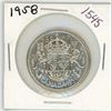 Image 1 : 1958 Canadian silver 50 cent coin