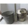 Image 1 : Old Galvanized Well Pail & Milk Pail with Strainer