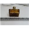 Image 2 : Avon Treasure Chest. Brown Glass Treasure Chest with gold plastic top. Housed in its original cardbo