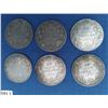 Image 1 : Group of 6 Canadian half-dollars, 50-cent pieces, including - 1914, 1916, 2-1918, and 2-1919 - Face 