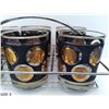 Image 3 : Set of 6 Retro MCM glasses, with carrying rack.  Has 22k gold decoration of vintage coins on the gla