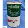 Image 2 : Co-op 1 Quart vintage oil can (tin).  Still full of oil!  Excellent condition.