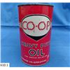 Image 1 : Co-op 1 Quart vintage oil can (tin), In good condition, empty.