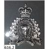 Image 2 : RCMP ceremonial Pewter Crest, in heavy original aluminium frame, approximately 6x6 inches.