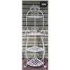 Image 1 : Ornate metal folding corner shelf. 63” high.