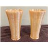Image 1 : Pair of vintage Fire King Anchor Hocking peach luster Laurel ribbed vases.  7" tall, no chips or fad