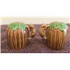 Image 1 : Vintage R.D. 1951 Pottery salt and pepper shakers.  Majoolica beavers handles.