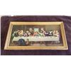 Image 1 : Vintage "Last Supper" painting.  16 1/2"x9" gold wood frame.  Signed.