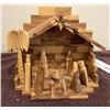 Image 1 : Vintage olive wood Nativity scene.  Hand carved, made in Bethlehem.  7" high.