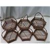 Image 1 : Lot of 6 vintage branch twig baskets of identical shape with 2 different sizes