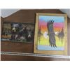 Image 1 : Wildlife black bear collage indoor plague -10"X16"  and eagle painting -15"X19"