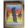 Image 2 : Wildlife black bear collage indoor plague -10"X16"  and eagle painting -15"X19"