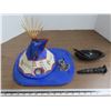 Image 1 : Sask. First nations circle of honor and west coat native pearlite canoe bowl with spoon and Haida to