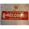 Image 1 : 1971 Sask. Home coming button pin + license plate