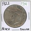 Image 1 : 1922 USA Peace silver dollar
