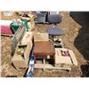 Image 1 : Large pallet of Household items - Desk chair, stool, box of ribbons, folding lounge chair, vintage s