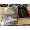Image 1 : two tiger framed photos and velvet rodriquez painting