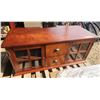 Image 2 : Solid wood, TV entertainment stand w/ glass pane doors and 2 drawers