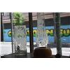 Image 2 : ETCHED GLASS VASE W/BAMBOO MOTIF & ETCHED ANTHURIUM CANDLE HOLDER W/MONKEYPOD BASE (2 PCS)