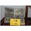 Image 1 : VINTAGE HAND CARVED BOOKENDS, LOTUS FLOWER (2 PCS)