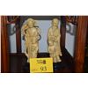 Image 1 : CARVED RESIN STATUES, GRANDPARENTS W/GRANDCHILDREN ON STANDS (2 PCS)