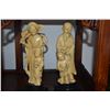 Image 2 : CARVED RESIN STATUES, GRANDPARENTS W/GRANDCHILDREN ON STANDS (2 PCS)