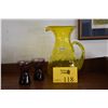 Image 1 : BLENKO WATER PITCHER & VINTAGE MID CENTURY MODERN MORGATOWN GLASS CO. AMETHYST CANDLE HOLDERS, BARTO