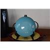 Image 2 : COBALT BLUE GLASS VASE BOTTLE, GREEN GLASS BOTTLE & VINTAGE METAL SERVING DISHES (5 PCS) (DOES NOT I