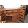 Image 3 : FOLDING BAR CABINET W/INLAID MARBLE TOP, 2 DOORS, 2 DRAWERS