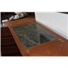 Image 5 : FOLDING BAR CABINET W/INLAID MARBLE TOP, 2 DOORS, 2 DRAWERS