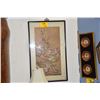 Image 1 : FRAMED KOREAN POLYCHROME PAINTING, BIRD & FLOWER MOTIF (18 1/2" X 30 3/4")