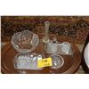 Image 1 : COLLECTION OF ASSORTED GLASS & CRYSTAL BOWLS, TRAYS, VASE, DECANTER ETC. (12 PCS)