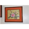 Image 2 : FRAMED WATERCOLOR PAINTINGS ON SILK, BIRDS & FLOWERS (18" X 15 1/2") (3 PCS)