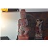 Image 2 : STANDING WOOD FIGURE W/COLORED GLASS DECORATION