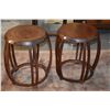 Image 2 : BARREL SHAPED TEAK TABLES (PAIR)