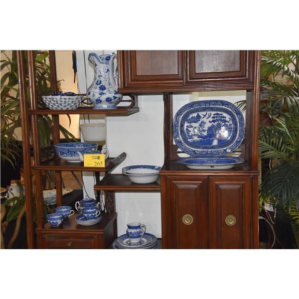COLLECTION OF ASSORTED BLUE & WHITE PLATTERS, BOWLS, CUPS & SAUCERS, PITCHER, TEAPOT, ETC. (26 PCS)