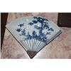 Image 3 : JAPANESE FAN SHAPED PORCELAIN PLATES IN UNDERGLAZE COBALT BLUE W/DESIGNS OF PINE, BAMBOO & PLUM, SIL