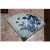 Image 4 : JAPANESE FAN SHAPED PORCELAIN PLATES IN UNDERGLAZE COBALT BLUE W/DESIGNS OF PINE, BAMBOO & PLUM, SIL