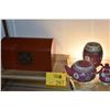 Image 1 : MIXED LOT: CHINESE PORCELAIN TEAPOT, SHOYU & TEA CONTAINER, LETTER BOX & WRAPPING PAPER (5 PCS)